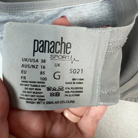 Panache Women’s Power 5021 Underwire High Impact Sports Bra Grey Size 38G - Picture 2 of 8